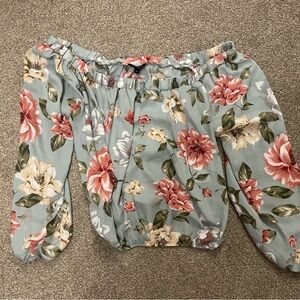 Eclipse Floral Off-Shoulder Blouse - Green and Pink